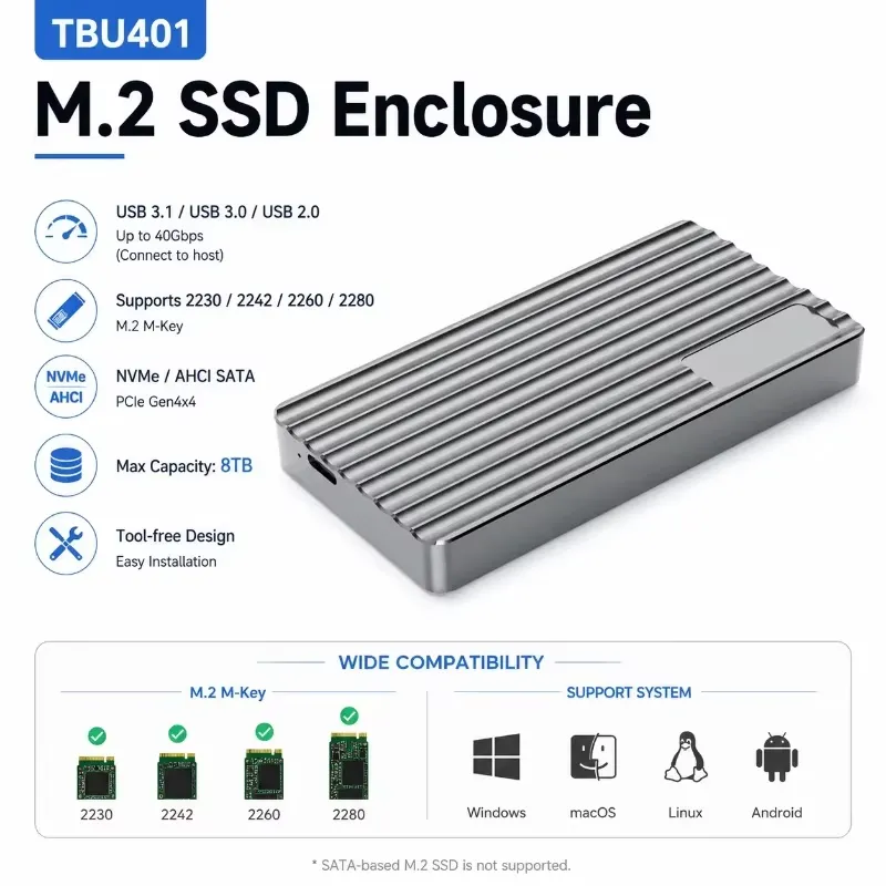 AP01 for Aluminum M.2 NVMe SSD - Usb4 40Gbps External Ssd 8Tb review and price