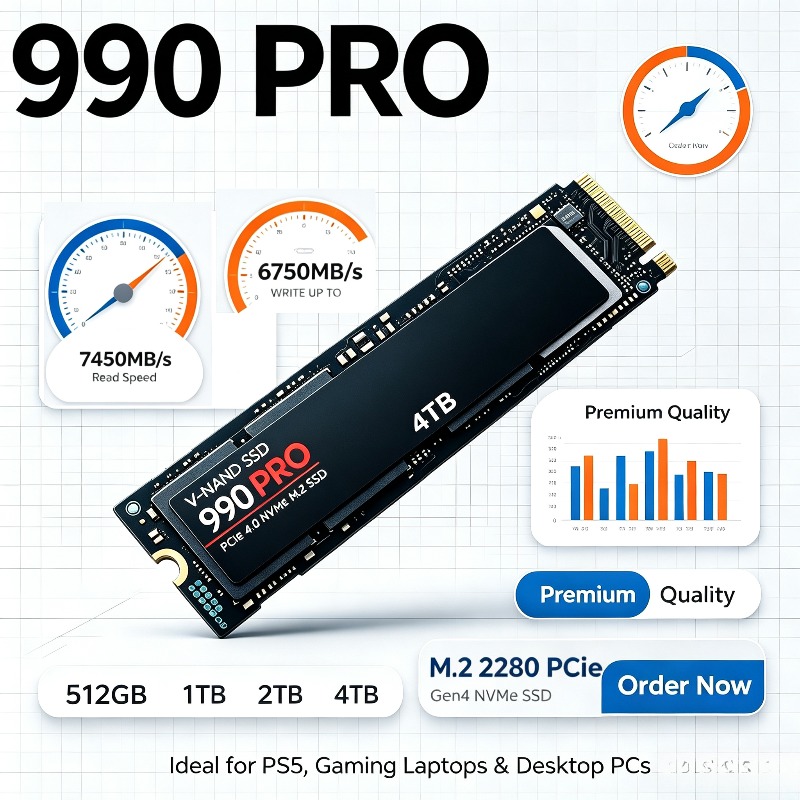 990 PRO Genuine SSD – 512GB/1T - Pcie 4.0 4Tb 2280 Ssd 7450Mbps review and price